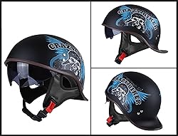 FVCNGP Motorcycle Retro Half Helmet DOT Approved