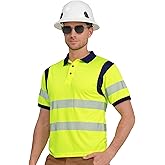 AYKRM High Visibility Security Reflective Safety Polo Shirts for Men Women