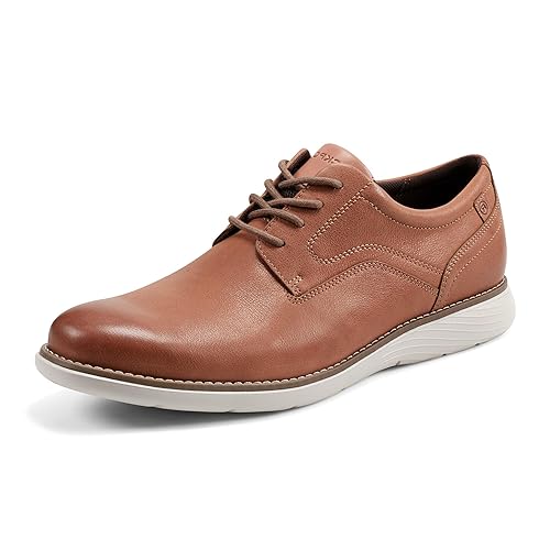 Rockport Men's Garett Plain Toe Oxford Sneaker, Caramel Leather, 11 Wide
