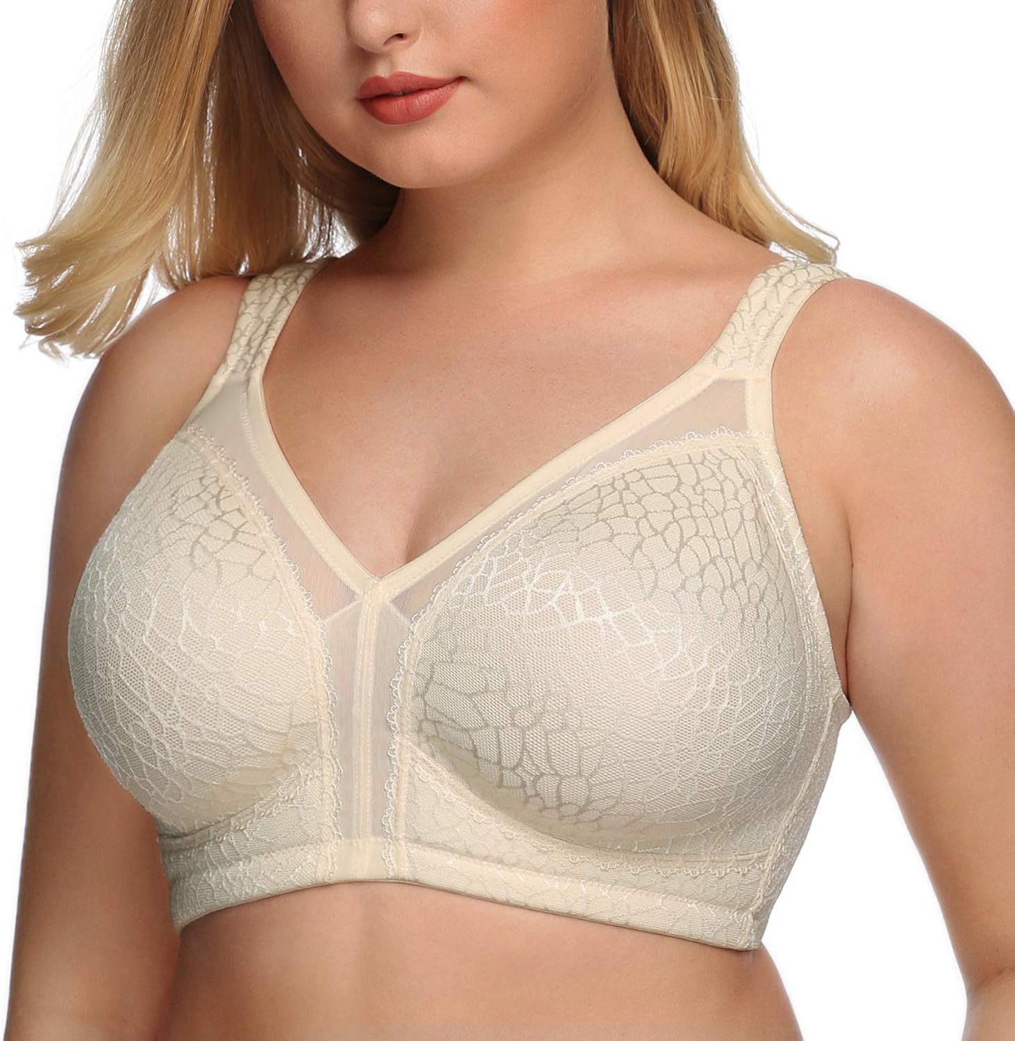 DotVol Women's Full Figure Minimizer Bras Comfort Large Busts Wirefree Non Padded Plus Size Bra at  Women’s Clothing store