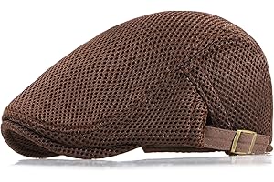 Xinveen Men's Mesh Cap Breathable Summer Newsboy Hat Adjustable Beret Ivy Cap Irish Cabbie Driving Hunting Hats