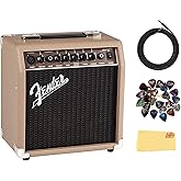 Fender Acoustasonic 15 Acoustic Guitar Amplifier Bundle with Instrument Cable, Picks, and Austin Bazaar Polishing Cloth