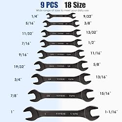 YIYEIE 9Pc. Super Thin Wrench Set, SAE 1/4" to
