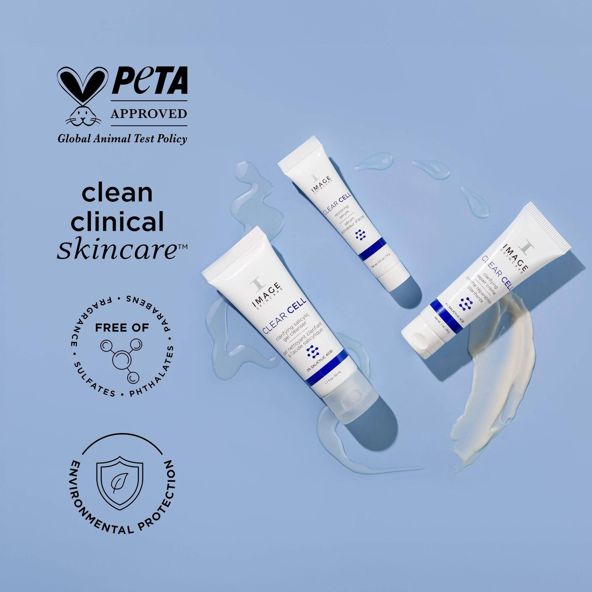 IMAGE Skincare, Clear Cell Skin Care Holiday Gift Set for Teens, 3-Step Regimen with Cleanser, Serum and Moisturizer, Travel Size