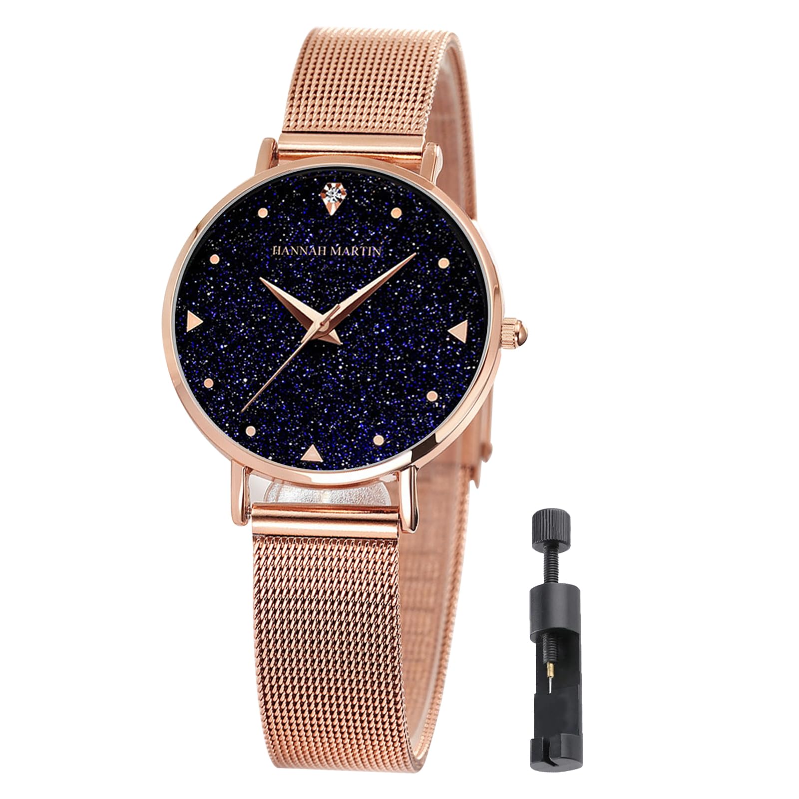 Hannah Martin Men's Watch, Waterproof, Watch, Simple, Business, Father's Day, Gift, Gentleman's Date, Week Day, Rose Gold/Sky-36mm, Fashion Classy Women Wrist Watch Luxury Bracelet Diamond