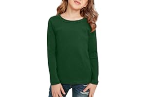 Ikevan Long Sleeve Shirts for Boys Girls Cotton Crewneck Basic Layer T-Shirts Toddler Baby Plain Soft Athletic