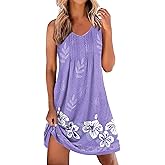 Ekouaer Nightgowns for Women Sleeveless Sleep Shirt Tank Night Gown V Neck Chemise Pleated Night Shirt Soft Sleep Dress