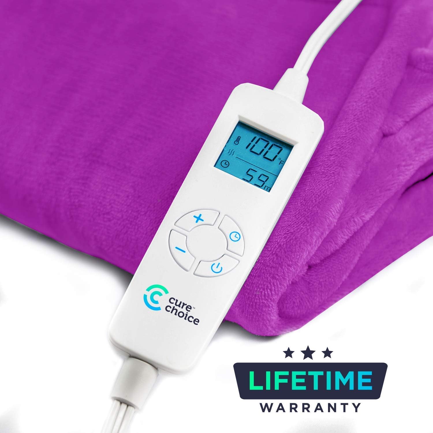 Cure Choice XL Electric Heating Pad for Back Pain Relief, Ultra Soft 24"x33" Heating pad for Muscle Cramps – Heated Pad with Adjustable Temperature Settings, Safe Auto Shut (Magenta): Health & Personal Care