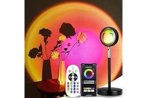 LEKEONE Sunset Lamp with APP & Remote Control,16 Colors Night Light 180° Rotation Rainbow 4 Modes Setting for Photography/Selfie/Party/Home/Living Room/Bedroom Decor, Gifts Women