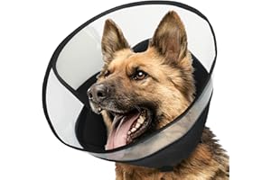 OEH Dog Cone, Soft Cones for Dogs After Surgery, Comfortable Large Dog Cone Collar, Protective Cone for Dogs to Stop Licking, Black, L(Neck: 15.5"-17.8”)