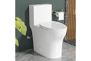 Vomlor Elongated Modern Tall Toilet 19 Inch for Seniors, Powerful Tornado Flush Skirted High Toilet for Bathroom,One Piece Water Saving Dual Flush 1.0/1.28 GPF,Comfort ADA Bowl Heigh 18.3 Inch, White