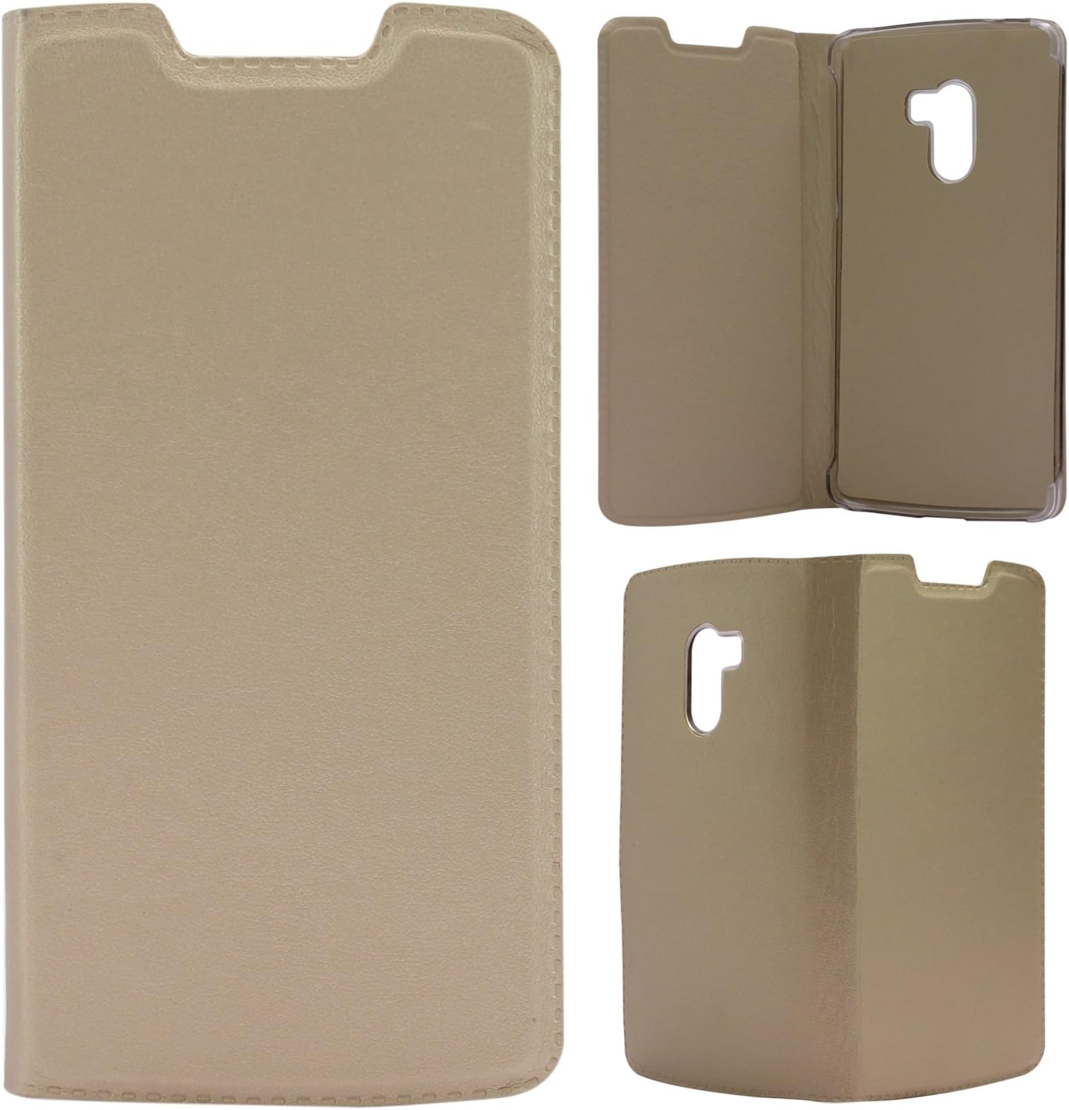 DMG Exclusive Firm Grip PU Leather Flip Cover Case for Lenovo Vibe K4 Note (Gold)