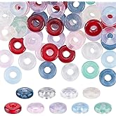 SUNNYCLUE 1 Box 108Pcs 9 Colors Glass Donut Bead Large Hole Glass Charms Colorful Transparent Small Circle European Crystal Loose Spacer Beads for Jewelry Making Charms Bracelets Necklaces DIY Decor