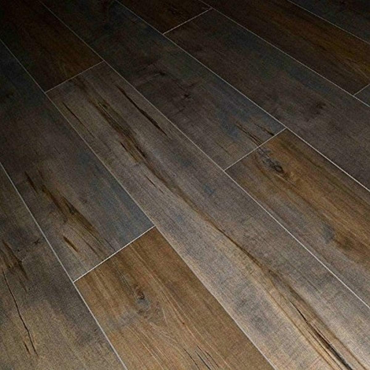Dekorman 1551 Latte Birch 12mm Thick x 7.72in Wide x 48in Length Click-Locking Laminate Flooring Planks, Multi Gray and Brown