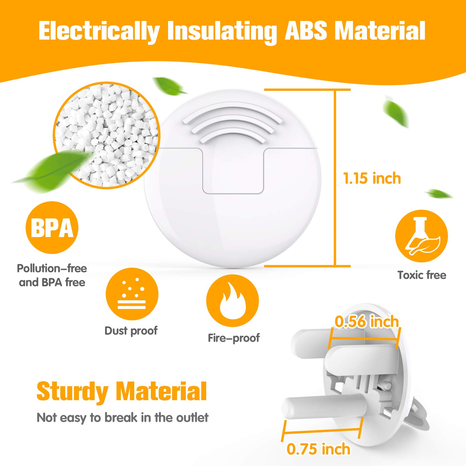 Outlet Covers with Hidden Pull Handle (48 Pack) Upgraded Round 3-Prong Outlet Plug Covers Durable Insulation Material Power Outlet Covers White Socket Covers Baby Proofing Electrical Outlet Protectors