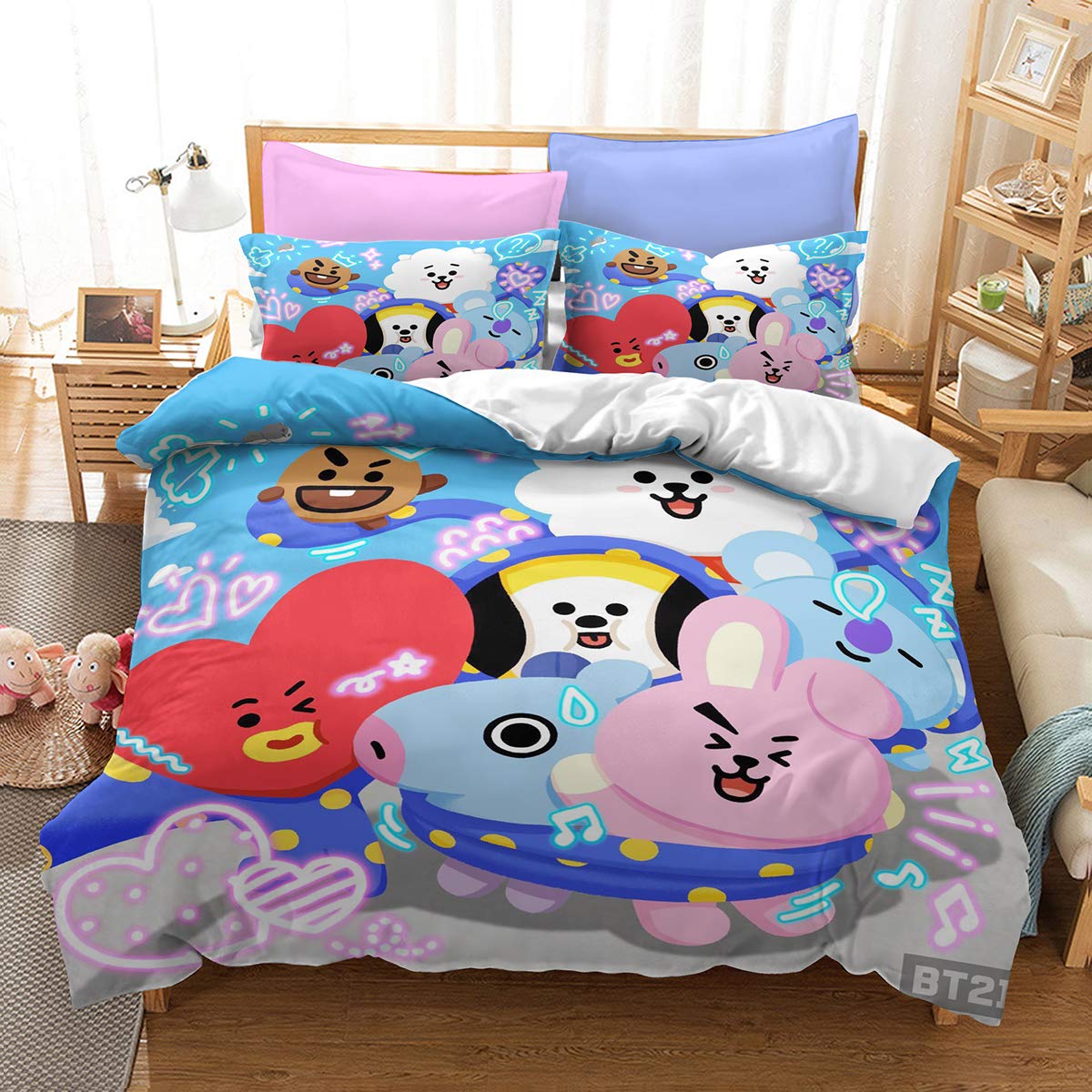 Celupthza BTS Duvet Cover Set Double Bed, Bedding Double Bed Girls Teens,  BTS Bedding Cover With Pillow Case