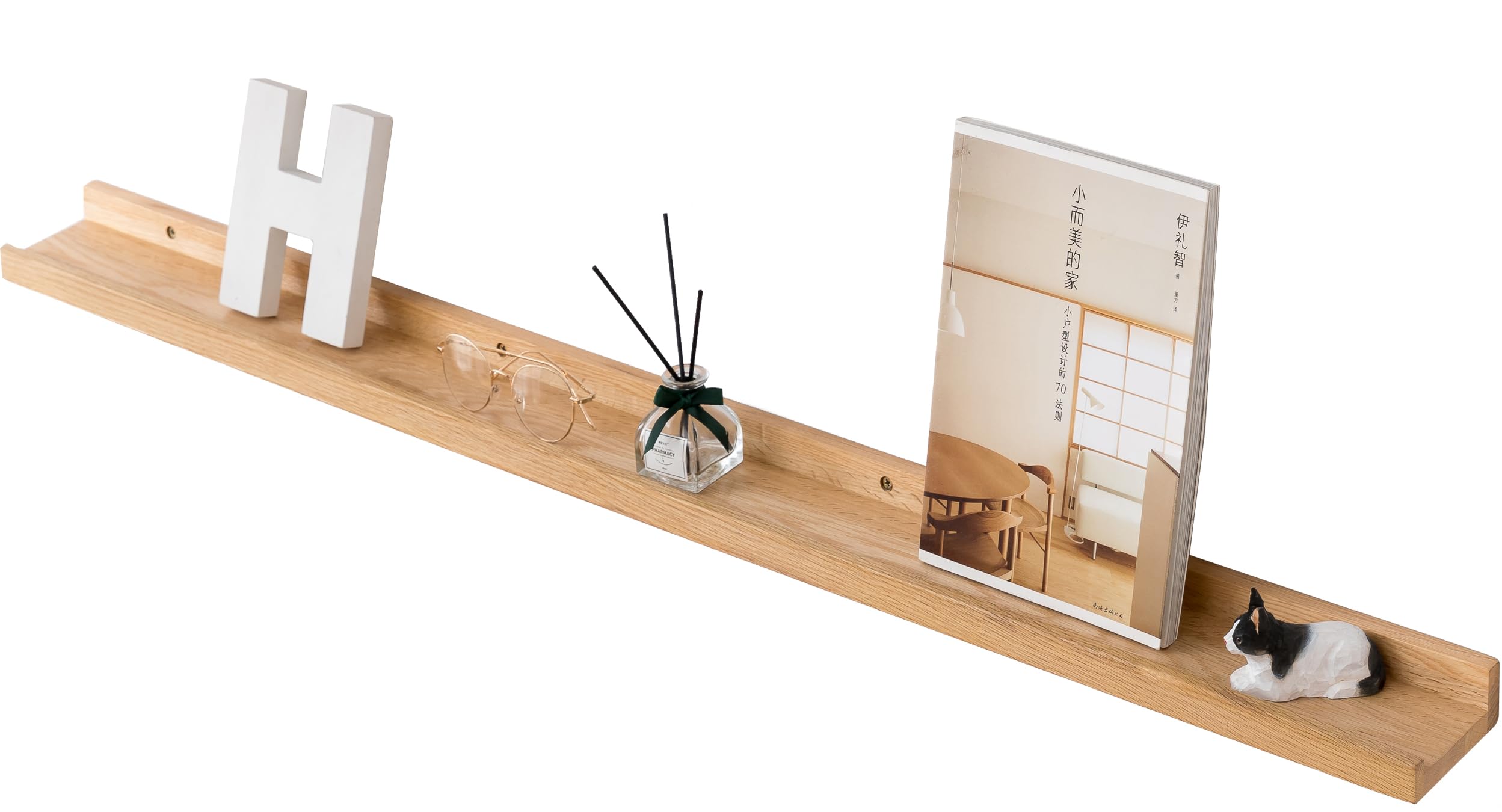 Gieanoo Floating Shelf, 80cm Solid Oak Wood Rustic Shelf Wall mounted Picture Ledge Shelf with lip radiator shelf Display Shelves For Living Room, Kitchen, Bedroom — image 1