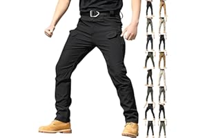chaktkglok Tactical Pants for Men Water Resistant Hiking Cargo Pants Multi Pockets Stretch Waterproof Quick Dry Work Pants