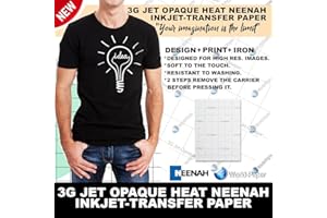 WORLD-PAPER Inkjet Heat Transfer Paper for Dark Garments 3g Jet Opaque Pack of 10 Sheets- 8.5x11