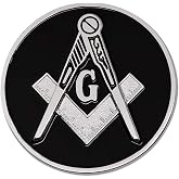 RARE BLACK ALL Metal LARGE 3" Blue Lodge Masonic Motorcycle/Auto Car Emblem...