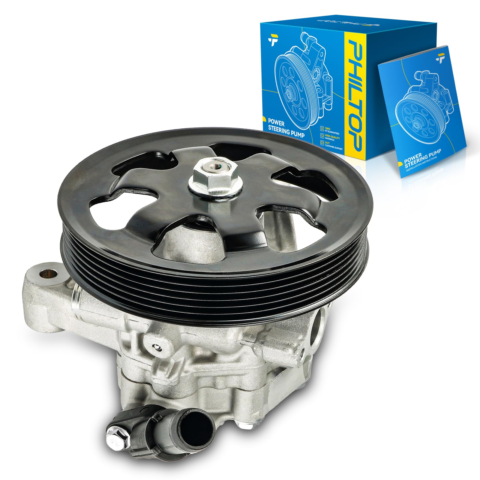 PHILTOP Power Steering Pump Replacement 21534, Fit for 2011-2013 Odyssey, 2012-2013 Pilot, 2012-2013 Ridgeline, Power Steering Pump with Pulley