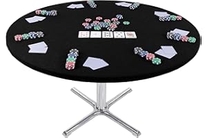 Jigitz Round Game Table Cover Fitted Table Cloth - 36in to 48in Elastic Fit Felt Poker Table Cover Protector
