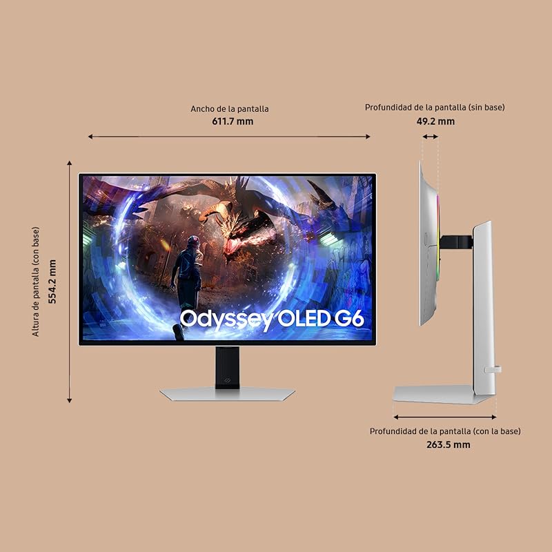 Monitor Gaming Odyssey OLED G6 G60SD QHD 27" con 360Hz y AMD Freesync Premium Pro