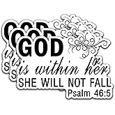 (3Pcs) God is Within Her She Will Not Faill Sticker Christian Sticker Decal Waterproof Vinyl Stickers Adult for Laptop Kindle Car Tumbler Water Bottle Mug Phone Notebook - Size 3”x2”