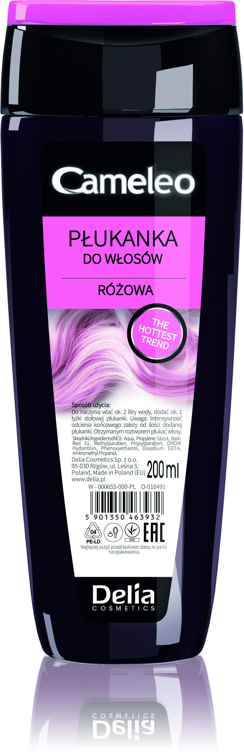 Cameleo - Pink Hair Toner with Rose Water - OLD VERSION - NO Yellow Tones - Semi Permanent Hair Dye - Blonde, Grey Hair - Hair Colour & Care - Paraben Free | 200ml