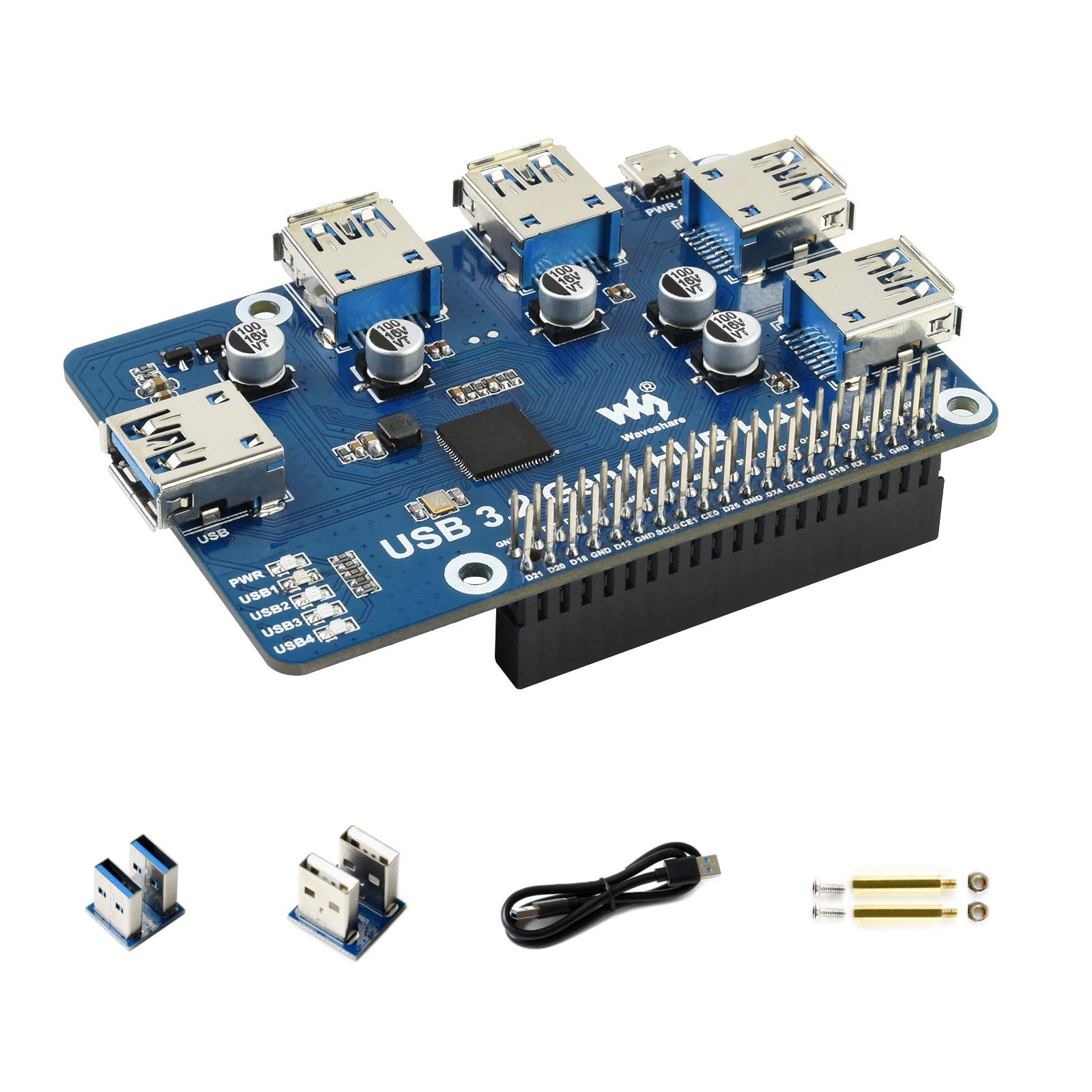 USB 3.2 Gen1 HUB HAT Purpose-made for Raspberry Pi 4,Compatible with Raspberry Pi 3 B+ 3 B 2B Zero Zero W Zero WH,4x USB 3.2 Gen1 Ports,Compatible with USB 3.0/2.0/1.1,Driver-Free