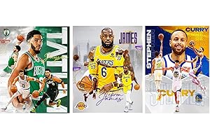 SneakPeek Arts NBA Wall Art Lebron James Stephen Curry Jayson Tatum Canvas Posters Room Decor Set of 3 Unframed 12 x 16