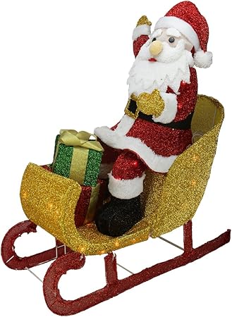 Amazon Com Northlight 29 5 Lighted Tinsel Santa Claus In Sleigh