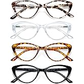 EYEURL 4-Pack Reading Glasses for Women-Cat Eye Blue Light Blocking Fashion Reader mit Spring Hinge,Anti-Glare Cat Eye Reading Glasses for Women,1.5