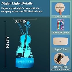 POSSHE Violin Night Light, Violin Gifts, Cello 3D