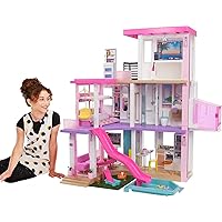 Barbie DreamHouse Dollhouse with 75+ Accessories and Wheelchair Accessible Elevator, 10 Play Areas, 3 Custom Light Settings &