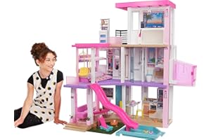 Barbie DreamHouse Dollhouse with 75+ Accessories and Wheelchair Accessible Elevator, 10 Play Areas, 3 Custom Light Settings &