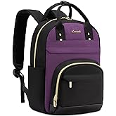 LOVEVOOK Mini Backpack Purse for Women, Small Backpack Bag, Stylish Light Weight Daily Travel Backpack, Black-Purple, 15 Inch