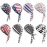 Sdfvsdg 8 Pack Do Rag Skull Caps for Men Cap Bandana Hat Sweat Wicking Cooling Helmet Liner Cycling Beanie Head Wraps Rag