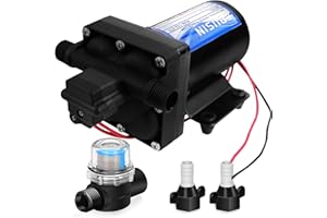 EBUSIN RV Water Pump Replace for 4048-153-E75 ，12V 4 GPM, 55 PSI, 10 Amps Automatic Demand Diaphragm Pump,Compatible with RV Caravan Marine Yacht