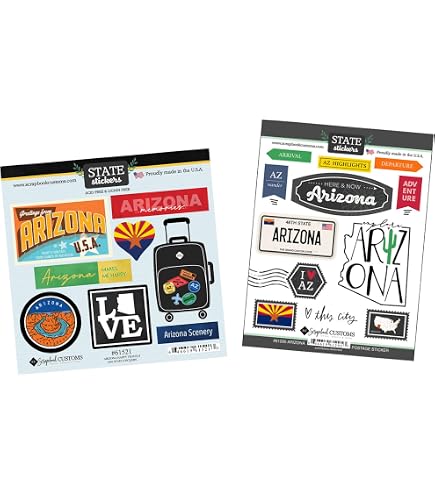 Travel Arizona Aufkleber 3er Pack – Bunt, Folienverziert, Ideal Für Schule, Scrapbooking & Bastelprojekte!