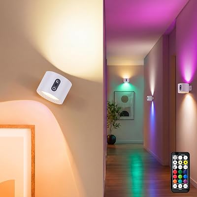 Candeeiros de parede LED RGB recarregáveis com comando à distância