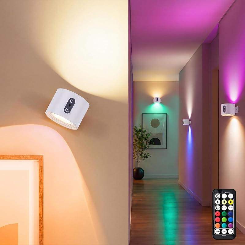 Candeeiros de parede LED RGB recarregáveis com comando à distância — foto 1 de 8