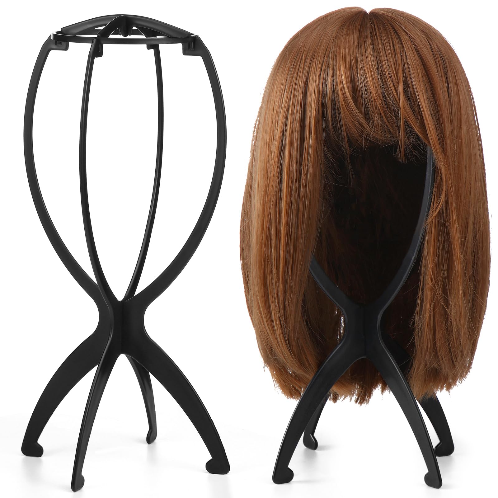 Photo 1 of ProSuites 2 Pack Wig Head Stand Travel Wig Holder Hat Wigs Display for Multiple Wigs Hair Styling (black, 13.8 inches)