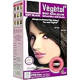 Vegetal Bio Colour - Soft Black 150g | 100% Herbal and Organic Hair Color | Ammonia-Free, PPD-Free | Semi-Permanent Dye for Men and Women | Protects UV and Maintains Luster | Complete Kit Included