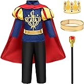 G.C Boys King Prince Charming Costume with Cape Kids Royal Dress Up Outfits Halloween Cosplay Role Play Birthday Gifts