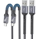 USB to USB C Cable 3A Fast Charging [2 Pack, 6FT], USB A to USB C Charger Cord, Upgraded Extra Durable Braided USBC Cable Compatible with iPhone 17 16 15 Pro Max,Samsung Galaxy S10 S9, LG and More