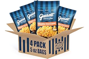 GARRETT POPCORN SHOPS Garrett Popcorn Cheddar Sour Cream, 5.0oz, 4 Bags, Cheesy Popcorn, Gluten Free, Savory Snack, Popped Pop Corn Bags
