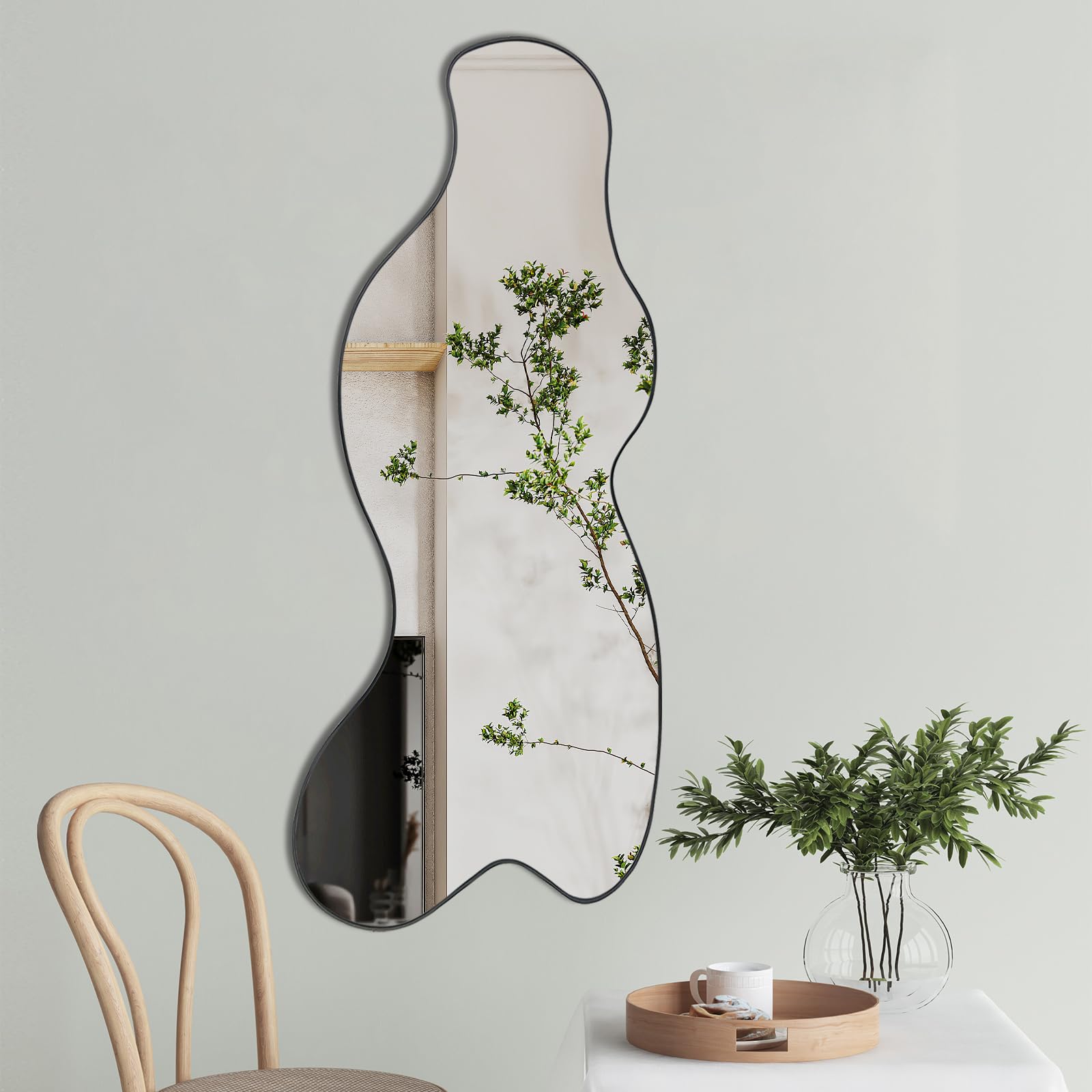 POZINO Irregular Mirror, Asymmetrical Decorative Mirror, 47.2