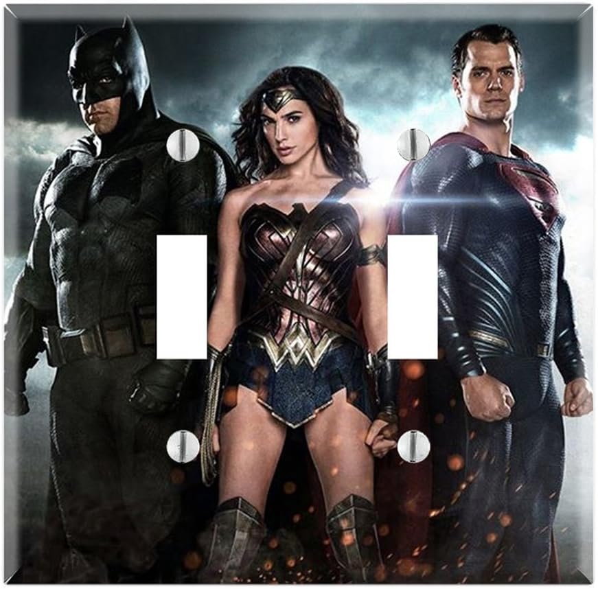 Dual Toggle Wall Switch Cover Plate Decor Wallplate - Superheroes Batman Superman Wonder Women