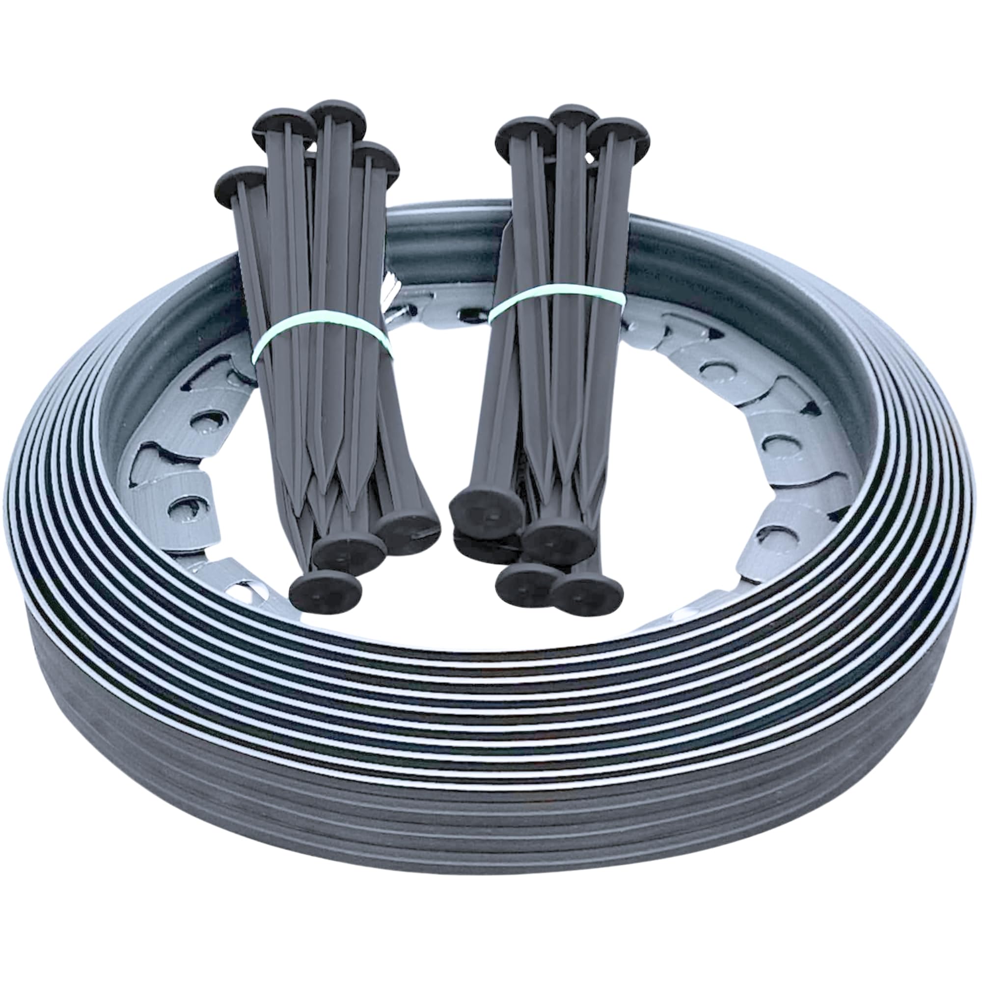Transform Your Outdoor Space with 10m of Flexible Grey Garden Edging Border - Complete with 20 Securing Pegs for Perfect Flower Beds, Lawns, and Pavement Design (40mm High). Set by MYPURECORE